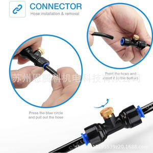 Sistema de Microaspersión con Conexiones en T y Válvula de Latón en Negro y Azul para Riego de Jardín y Enfriamiento Exterior, Presión de 2-3 Kg - Product Image 3