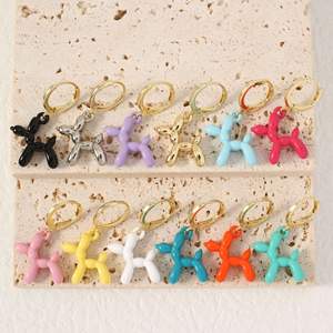 Mwsc — boucles d'oreilles en forme de Mini chien coréen, boucles d'oreilles en plaqué or, couleur bonbon, ballon rempli de gaz, pendentif pour filles, vente en gros - Product Image 3