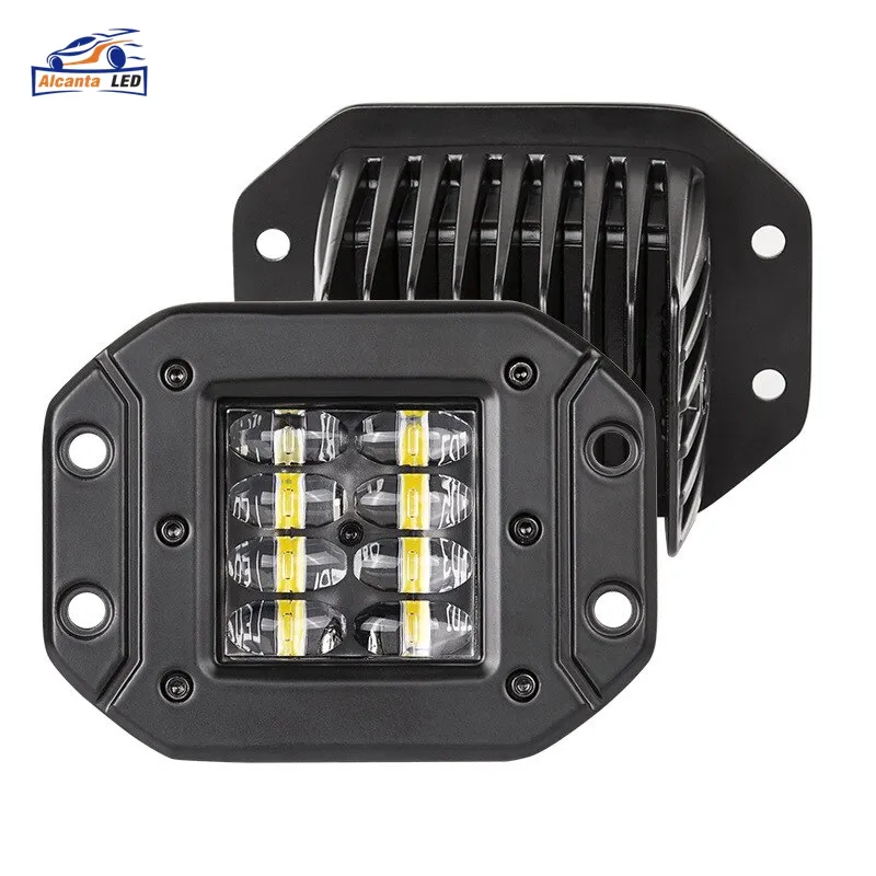 AlcantaLED 5 بوصة 24W الأضواء LED القرون فلوش جبل LED قضيب مصابيح عملي دائم العمل مصابيح ل رابتور Atv 4x4 شاحنة قارب Suv Uaz