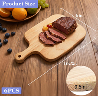 Planche à pizza en bois de hêtre, lot de 6, planche à servir en bois pour steak avec poignée pour la présentation des aliments en cuisine