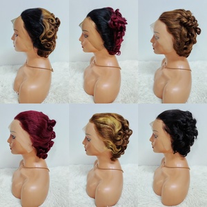 Promotion : Perruques Courtes Bouclées 13x4 Lace Frontal, Ondulées et Colorées, Prix de Gros, 100% Cheveux Humains, Offre Spéciale à 13,8 $ - Product Image 2