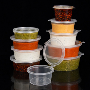 Disposable 4oz Clear Food Grade PP <b>Plastic</b> Clamshell Condiment <b>Cups</b> Leak Proof Hinged Portion Container Custom Logo Takeout - Product Image 1