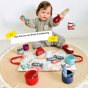 Giocattoli Montessori in tessuto <span class=keywords><strong>gioco</strong></span> di pesca per bambini <span class=keywords><strong>con</strong></span> tazze impilabili numero conteggio colori di smistamento forma di apprendimento giocattoli - Product Image 2