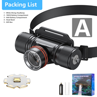 Lampe frontale LED 1200LM ultra lumineuse IPX8 lampe de poche de plongée 4 Modes pour plongée natation exploration sous-marine matériau aluminium