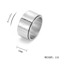 12mm Edelstahl ring Silber Gold Religiöser goldener Licht fluch Breite Platte Drehbarer Edelstahl ring Fingerring 544