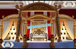 Mandap de mariage traditionnel style Maharaja, Sydney, magnifique, aspect bois FRP, exclusif, sculpté en fibre, pour événements aux États-Unis - Product Image 3