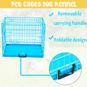 Mavi renk fabrika toptan katlanır Metal köpek sandık kedi hayvan kafesi köpek kulübesi kafes - Product Image 6