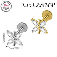 Boucles d'oreilles pendantes Freya en titane, design zircon, piercing labret pour femme, hélix, tragus, daith à filetage interne