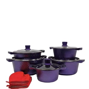 Fabbrica personalizzato <span class=keywords><strong>Non</strong></span> <span class=keywords><strong>Stick</strong></span> 10 pz pentole da cucina in alluminio pentole da cucina inferiore casseruola Set di pentole da cucina con coperchi - Product Image 2