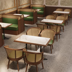 كراسي بذراعين من الروطان عالية الجودة OEM ODM، أريكة للمطاعم، أثاث غرفة الطعام التجارية، طقم طاولة وكراسي للمطاعم - Product Image 2