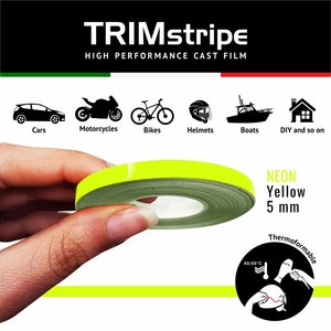 Strisce adesive Trim 5mm X 10m giallo fluorescente per telai per patente auto - Product Image 1