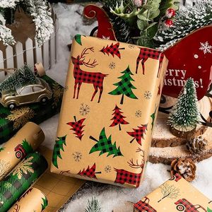 17in Christmas gift wrapping <b>paper</b> roll Snowflake and Reindeer <b>pattern</b> Kraft <b>paper</b> Customizable size with logo - Product Image 1