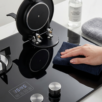 Table de cuisson électrique à trois foyers avec surface en verre, facile à nettoyer, allumage électronique, protection contre l'extinction de la flamme, usage domestique