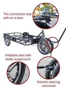 Remorque à trois roues BOXU 350 kg <span class=keywords><strong>de</strong></span> capacité <span class=keywords><strong>de</strong></span> charge, en acier noir, pour camping en plein air, vélo électrique - Product Image 3