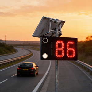 Panneaux <span class=keywords><strong>de</strong></span> signalisation routière à capteur radar LED, étanches, en aluminium, rechargeables à l'énergie solaire, personnalisables - Product Image 6