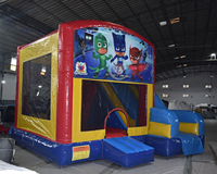 Château gonflable pour enfants avec toboggan, motif pattes de dessin animé, combo de jeux gonflables