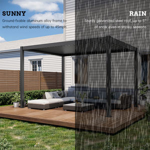 Gazebo Pergola d'extérieur motorisé ou manuel en aluminium imperméable et coupe-vent avec Led et toit à persiennes réglable - Product Image 4