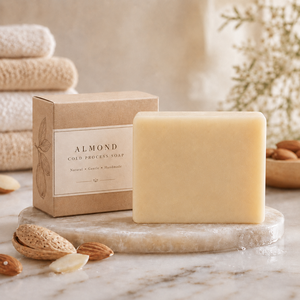 Muestra Gratuita de Jabón Artesanal Vegano Natural Orgánico de Almendras, Jabón en <span class=keywords><strong>Barra</strong></span> Antiséptico, Hidratante Profundo y Limpiador Suave para Todo Tipo de Piel - Product Image 1