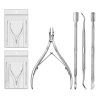 Ensemble de ciseaux pour peaux mortes en acier inoxydable 1/3/4 pièces, ciseaux pour peaux mortes en titane, double tête en acier, pousse-cuticules pour manucure