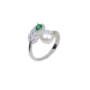Bague ajustable en argent S925 avec des plumes féminines et 8 à 10 feuilles incrustées de plaqué or, accessoire de bricolage - Product Image 5