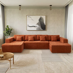 أريكة كتان أنيقة مقطعية ، غرفة معيشة مريحة من القماش للشقة أو الفيلا لصالة الألعاب الرياضية بالولايات المتحدة الأمريكية ، الشحن المباشر - Product Image 1