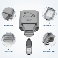 Enchufe de Carga para Vehículos Eléctricos IGERCN Industrial IP66 de Cobre, 1 Puerto, 240V/15A, Tipo Francés, con Autoprueba, para Uso Hospitalario