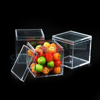 Boîte à gâteau en acrylique, boîtes en acrylique en forme de cube avec couvercles, boîte de présentation de bonbons en acrylique, mini bac à bonbons