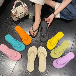 Wholesale Macaron Color Flip Flops Unisex Soft EVA Beach Sandals Candy Color <b>Summer</b> <b>Slippers</b> Non Slip Casual Shoes Custom Logo - Product Image 1