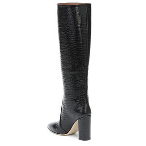 Bottines hautes à <span class=keywords><strong>talon</strong></span> bloc <span class=keywords><strong>noir</strong></span> effet crocodile pour femmes, chaussures d'hiver 2021 - Product Image 3