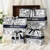 Bolsa de Regalo Premium Super Septiembre con Lámina Dorada para Boda, Bolsa de Papel para Dulces con Asa Retorcida de Cinta de Satén, Souvenir al por Mayor