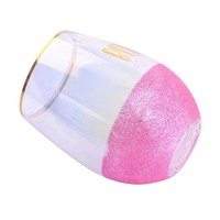 Copa de Vino de Cristal Hecha a Mano al por Mayor con Borde Dorado y Base Rosa, Diseño Moderno y Lujoso, Bien Recibida en Todo el Mundo