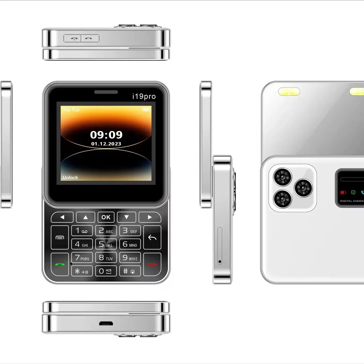 2024新製品i19pro小型2GGSMロック解除携帯電話モバイルスライド電話