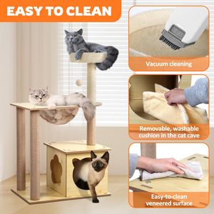 Arbre à chat moderne et économique en <span class=keywords><strong>sisal</strong></span> et bois, écologique, pour l'intérieur et l'extérieur, avec griffoir et tour d'escalade, vente en gros - Product Image 3