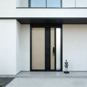 Porte d'entrée principale moderne, grande porte pivotante en bois massif, designs de portes pivotantes extérieures en bois pour maison, villa - Product Image 4