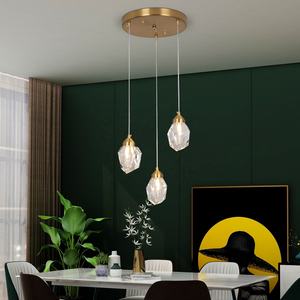 Long Strip <b>Chandelier</b> bar Copper <b>Crystal</b> Ball Pendant Light for Dining Room or Restaurant - Product Image 3