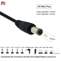 Câble de charge USB Type C vers DC 5.5*2.1mm 5.5*2.5mm à prix de gros, connecteur mâle, adaptateur pour ordinateur portable, cordon d'alimentation