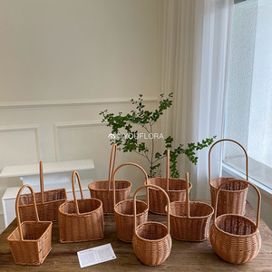 Woven <b>Baskets</b> Round Handmade Storage <b>Basket</b> For Flowers Plants Picnic Organization - Product Image 1