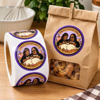 Étiquettes en rouleau personnalisées imprimées, découpées rondes, pour emballage alimentaire et de boulangerie, autocollant avec logo, couleur pleine, adhésif
