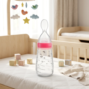 ขวดนมซิลิโคนสำหรับเด็ก ลายสัตว์ ปลอดสาร BPA ปลอดสารพทาเลต ปรับระดับการไหลได้ ดีไซน์เพรียวบาง ไม่มีหูจับ สำหรับเด็ก 0-12 <span class=keywords><strong>เดือน</strong></span> <span class=keywords><strong>ข้าว</strong></span>สาร - Product Image 5