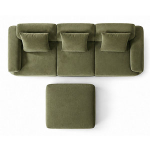 Corduroy Fabric Modular <strong>Sofa</strong> <strong>Bed</strong> 3 Seater L-Shape Sectional <strong>Footstool</strong> Space Saving Sponge Filled Vacuum Compress Apartment Hotel - Product Image 5