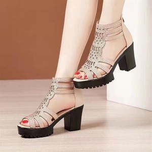 Women's New Roman Fish Mouth Mid-<b>Heel</b> Shoes Non-Slip Soft Suede <b>Open</b> <b>Toe</b> Elevation Sandals <b>Platform</b> Fashion Cushioning - Product Image 3