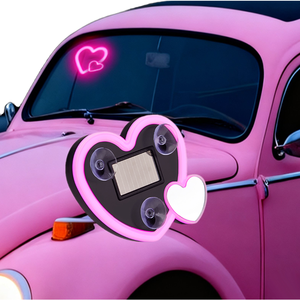 Nouvelles lumières d'ambiance LED solaires en forme de cœur pour voiture - Lumières décoratives néon multicolores 6V 2W pour la décoration intérieure - Product Image 1