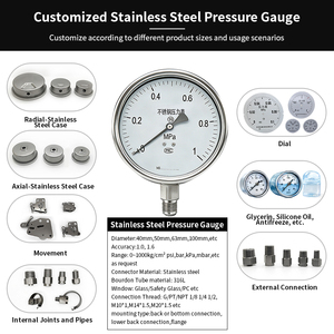 Manomètre <span class=keywords><strong>de</strong></span> <span class=keywords><strong>pression</strong></span> analogique à connexion axiale en acier inoxydable ZX-1-14 - Product Image 6