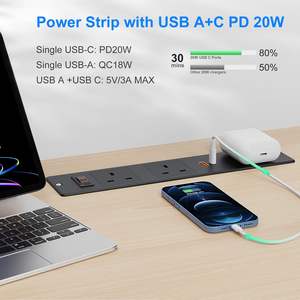Toma de corriente empotrada de escritorio con carga inalámbrica y puertos USB (2/3 tomas) para mesa de conferencias industrial, de fábrica en el Reino Unido - Product Image 5