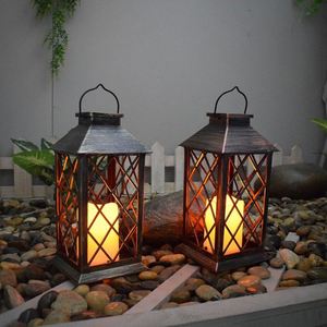 <b>Bulk</b> Stock Garden Solar LED <b>Candle</b> Lanterns Rustic Metal Frame Waterproof Tabletop Hanging Decoration Lantern - Product Image 4