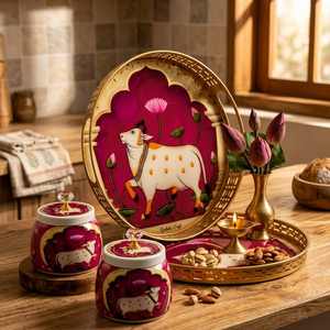 Tarros de especias metálicos orientales con diseño de vaca, recipientes redondos herméticos para almacenar alimentos para uso en la cocina. - Product Image 6