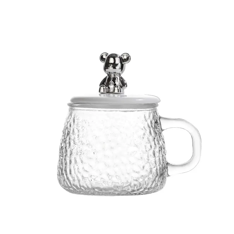 Oso vaso de agua hogar flor taza de té patrón de martillo de vidrio para poner la taza Glacier Teacup