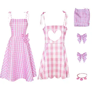 Vestido de verão para meninas, fantasia de princesa Babi Ken, presente para meninas, vestido rosa, cosplay