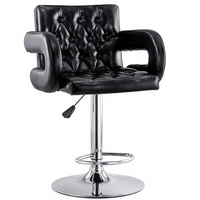 Chaise de bar JOHOOFURNITURE en cuir PU noir capitonnée, réglable en hauteur, vente en gros, banc de bar, hauteur de comptoir de restaurant