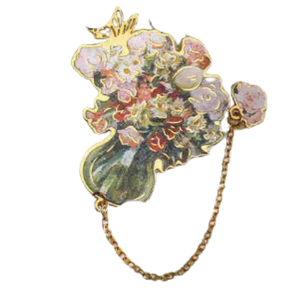 Vintage Flowers Painting Hollow Metal Bookmark 1 Pc Book Lovers' Pendant with Chain Printed Stationery for Birthday Gift
